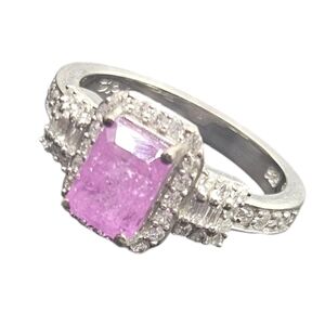 Pink Sapphire and Zircon Ring